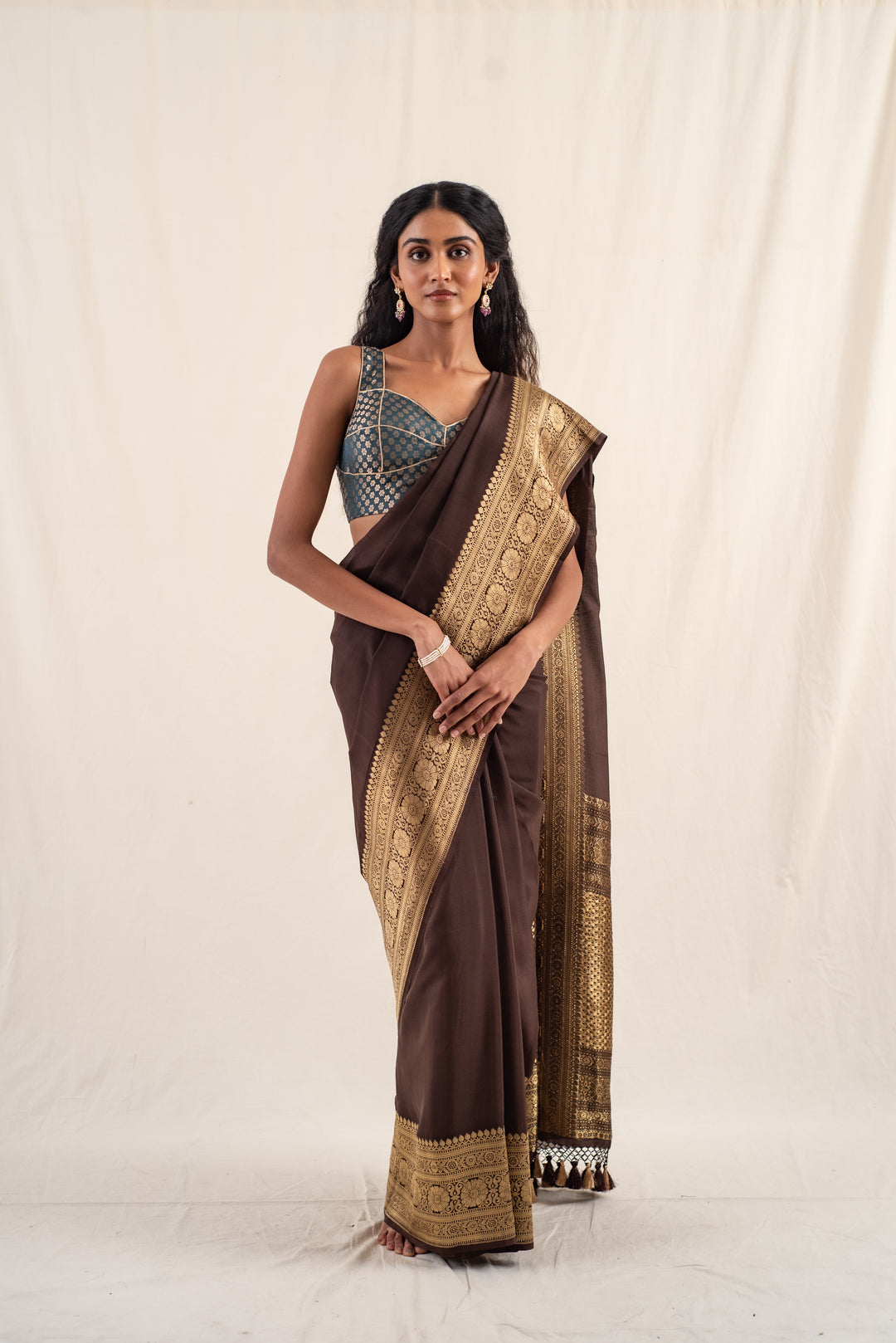 Burma - Brown Silk Georgette Banarasi Saree