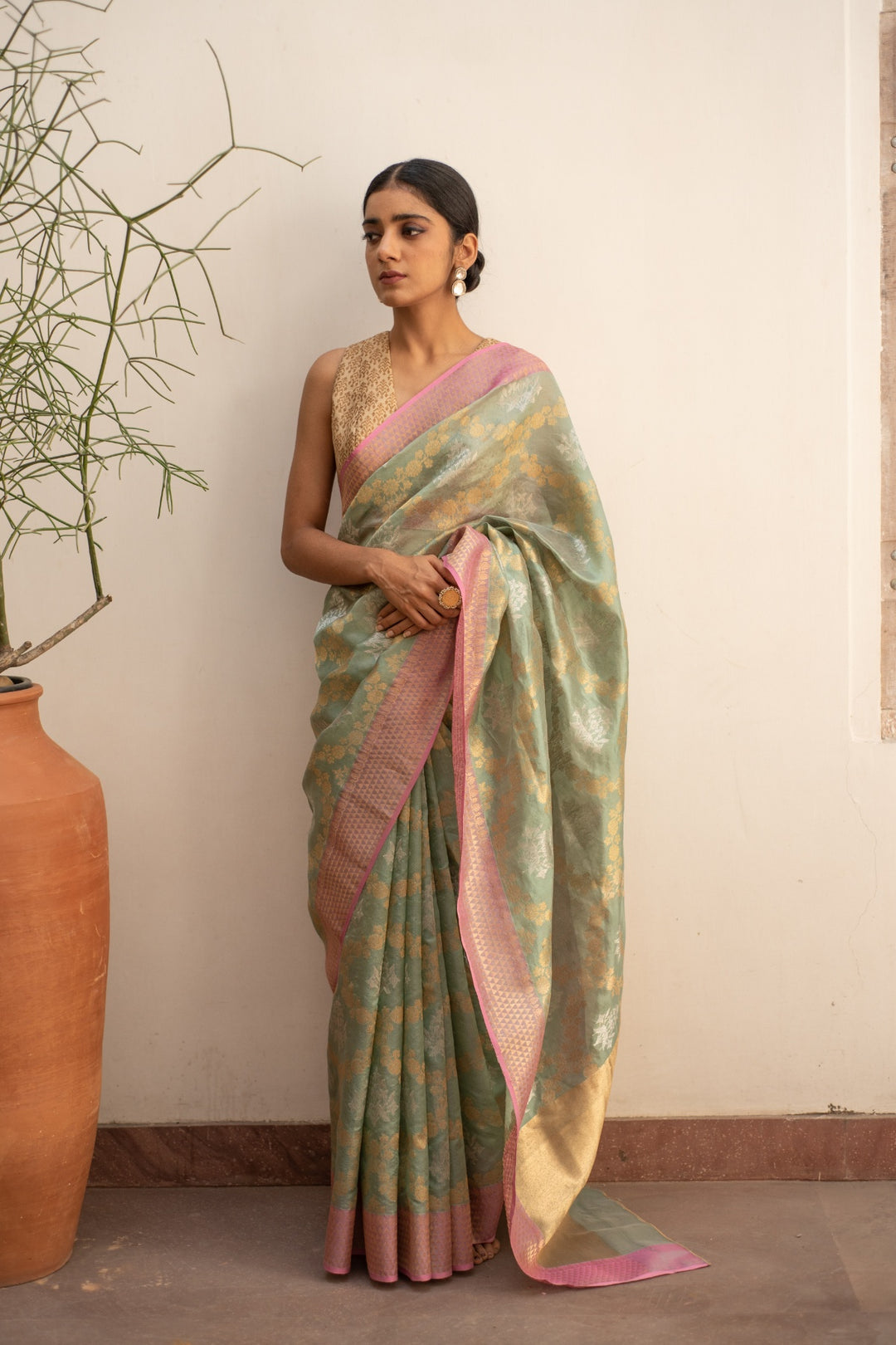 Rumi- Green Silk Chanderi Saree