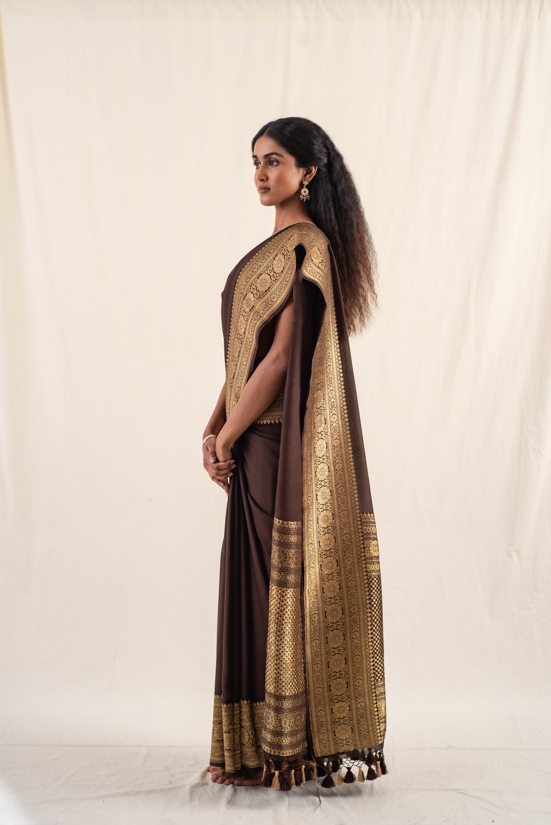 Burma - Brown Silk Georgette Banarasi Saree