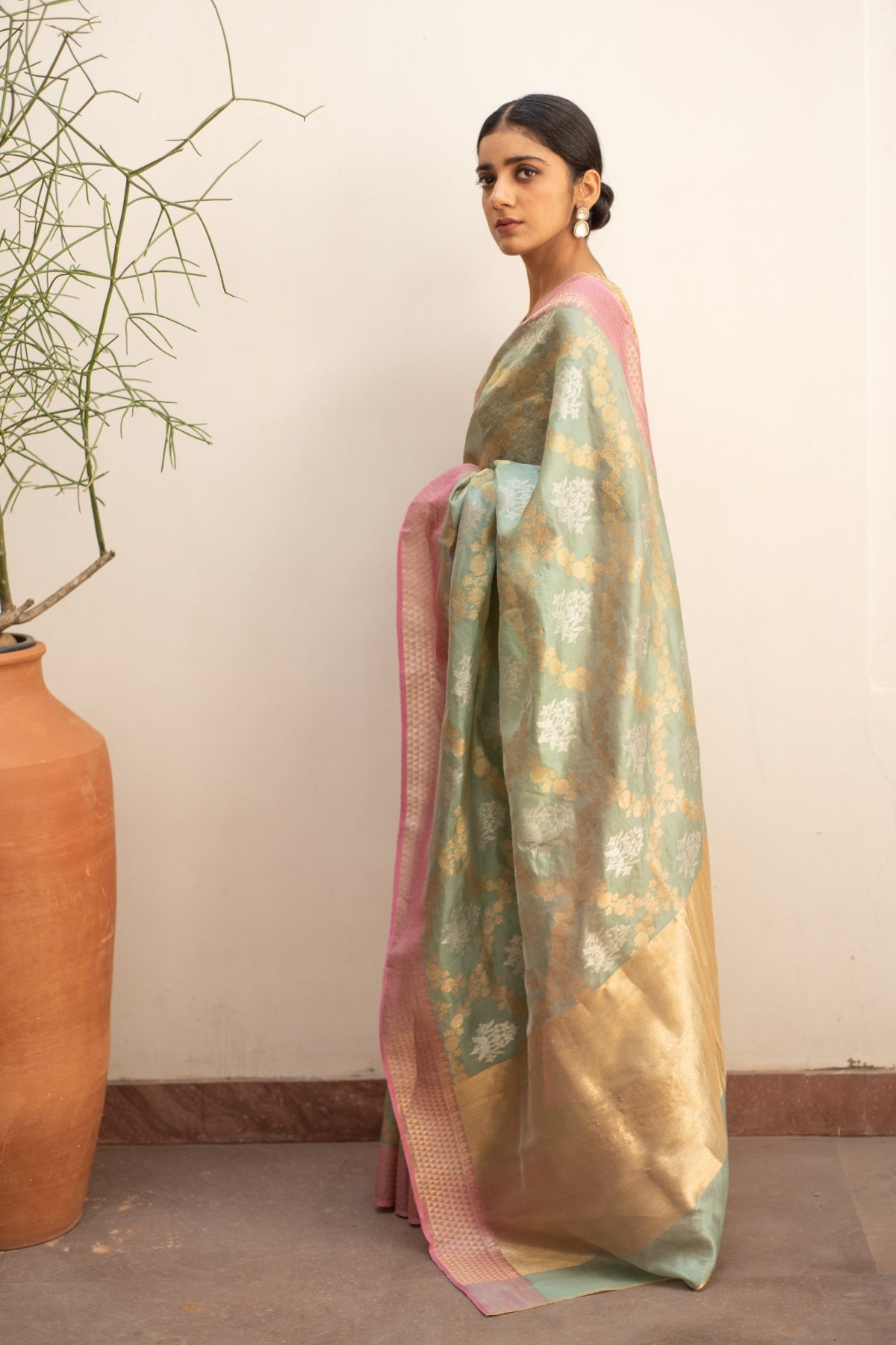 Rumi- Green Silk Chanderi Saree