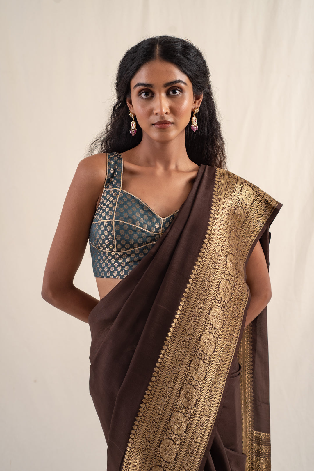 Burma - Brown Silk Georgette Banarasi Saree