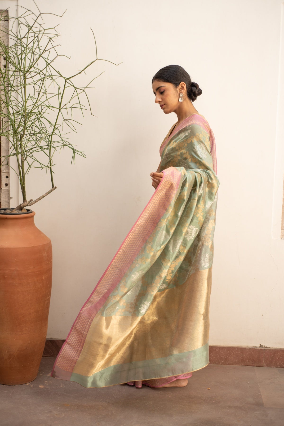 Rumi- Green Silk Chanderi Saree