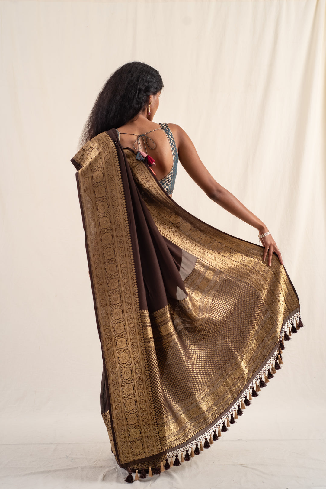 Burma - Brown Silk Georgette Banarasi Saree