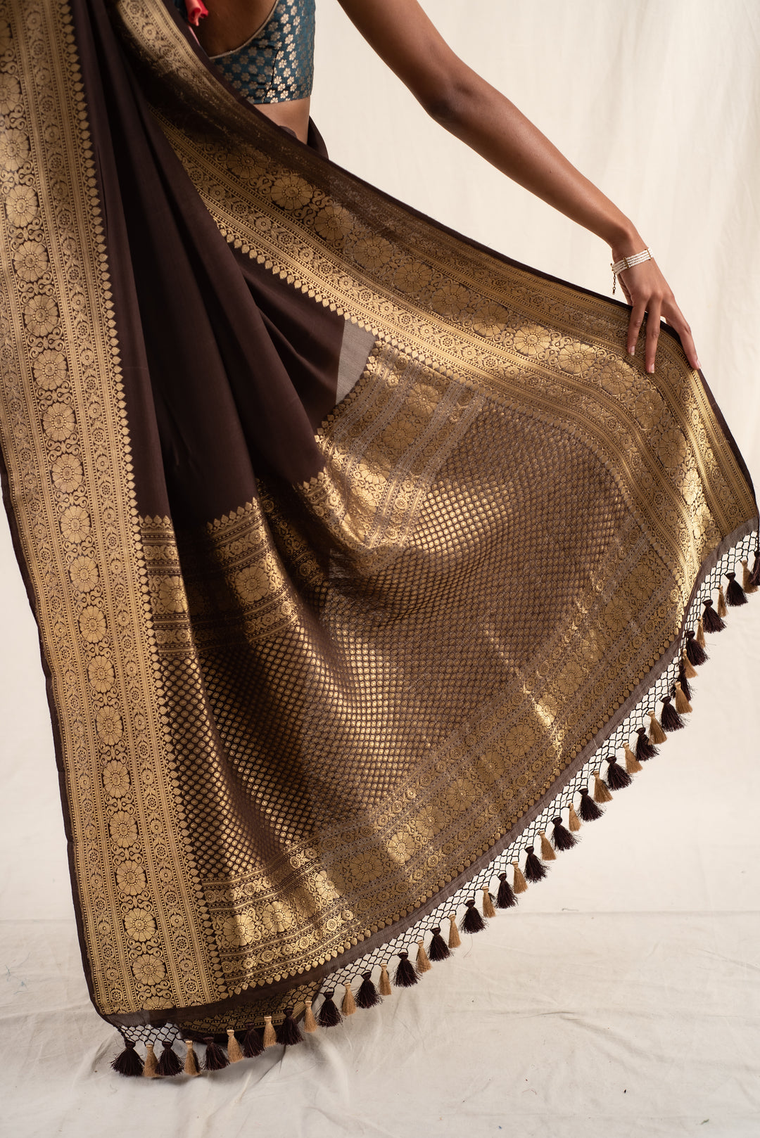 Burma - Brown Silk Georgette Banarasi Saree