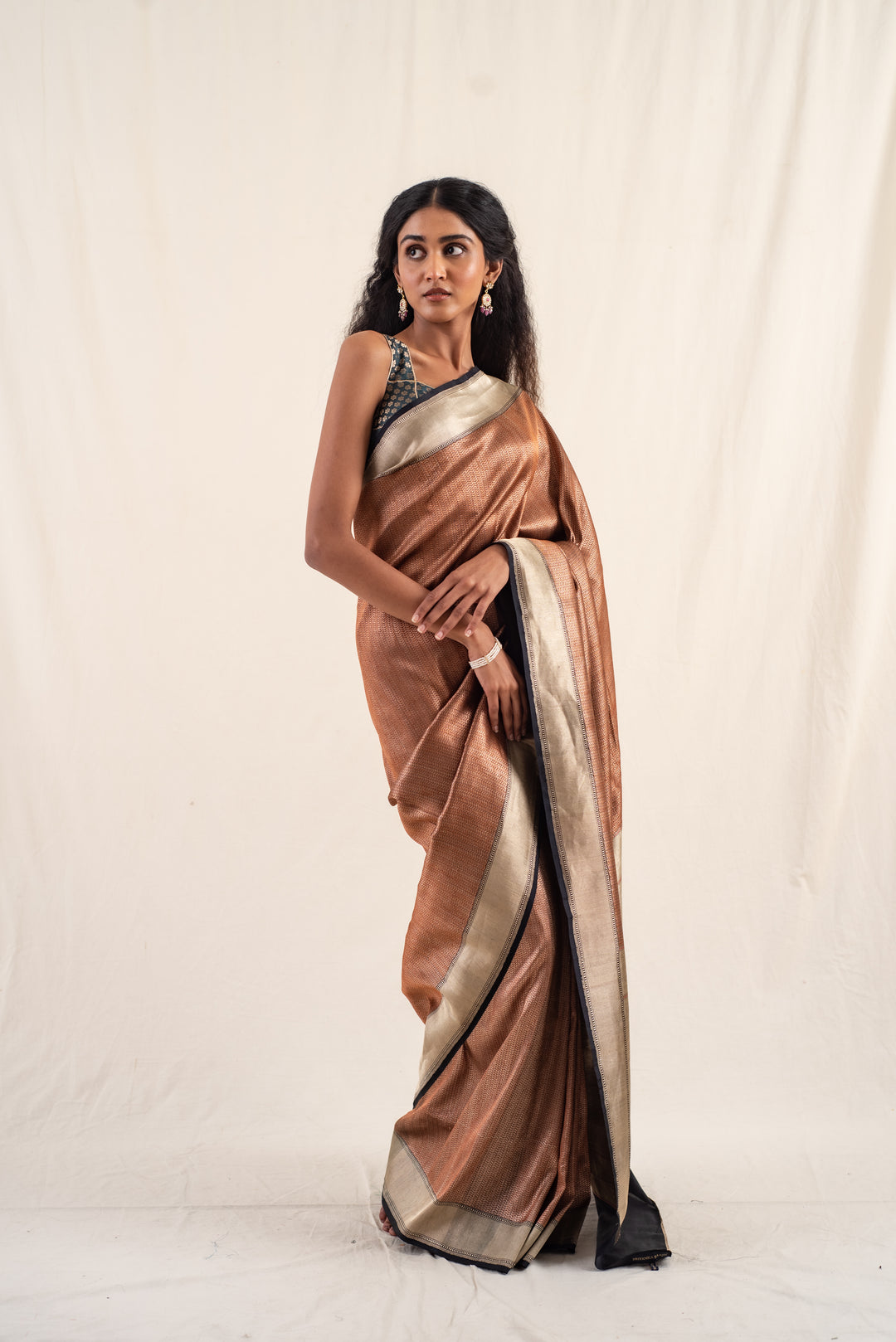 Zuri Bronze - Copper silk banarasihand woven saree