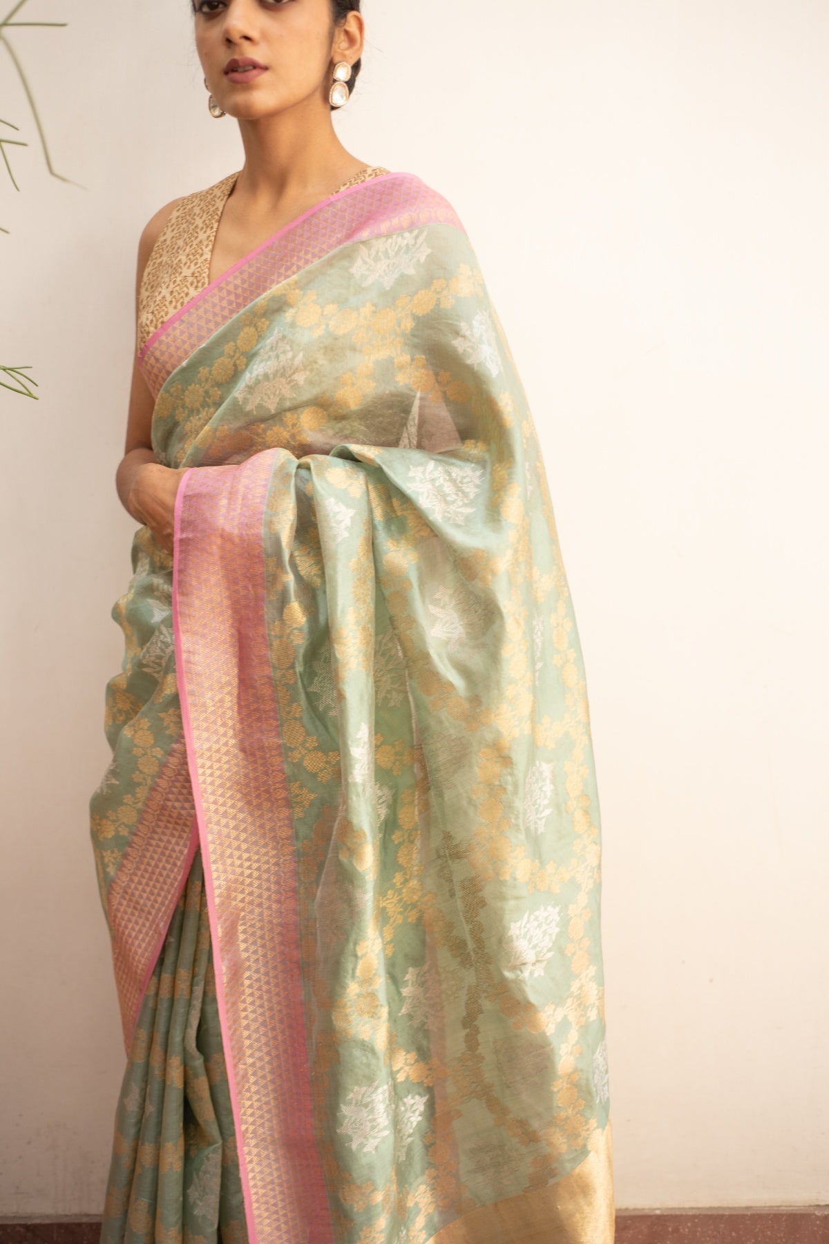 Rumi- Green Silk Chanderi Saree