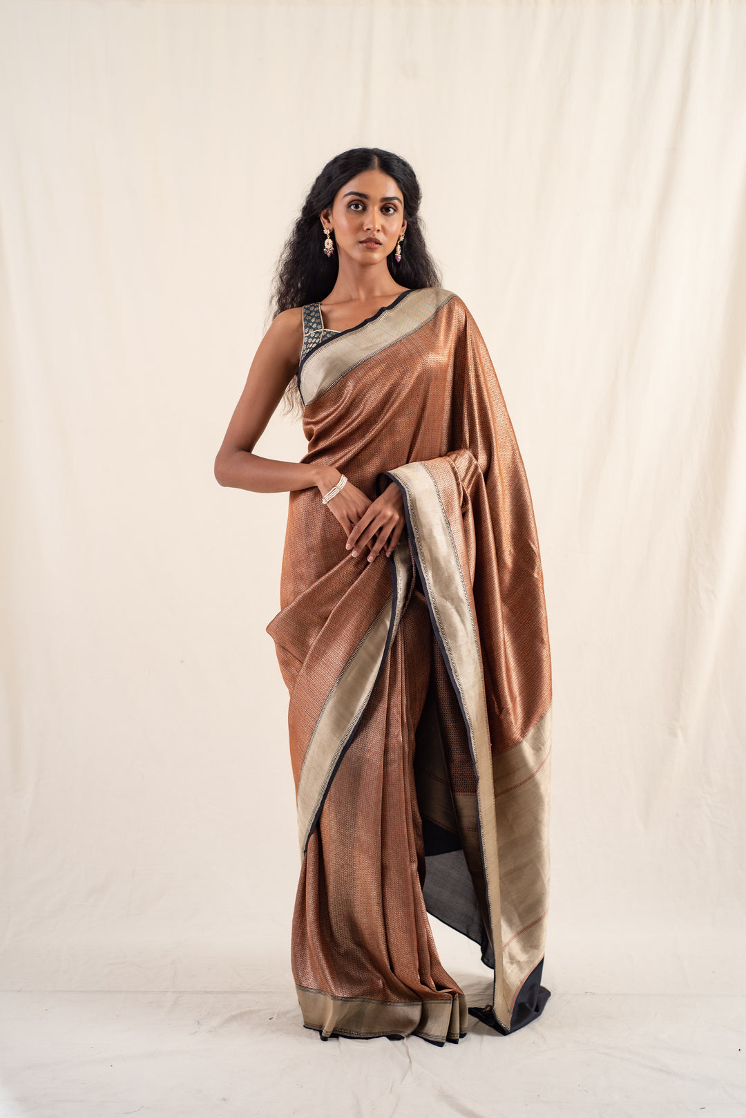 Zuri Bronze - Copper silk banarasihand woven saree