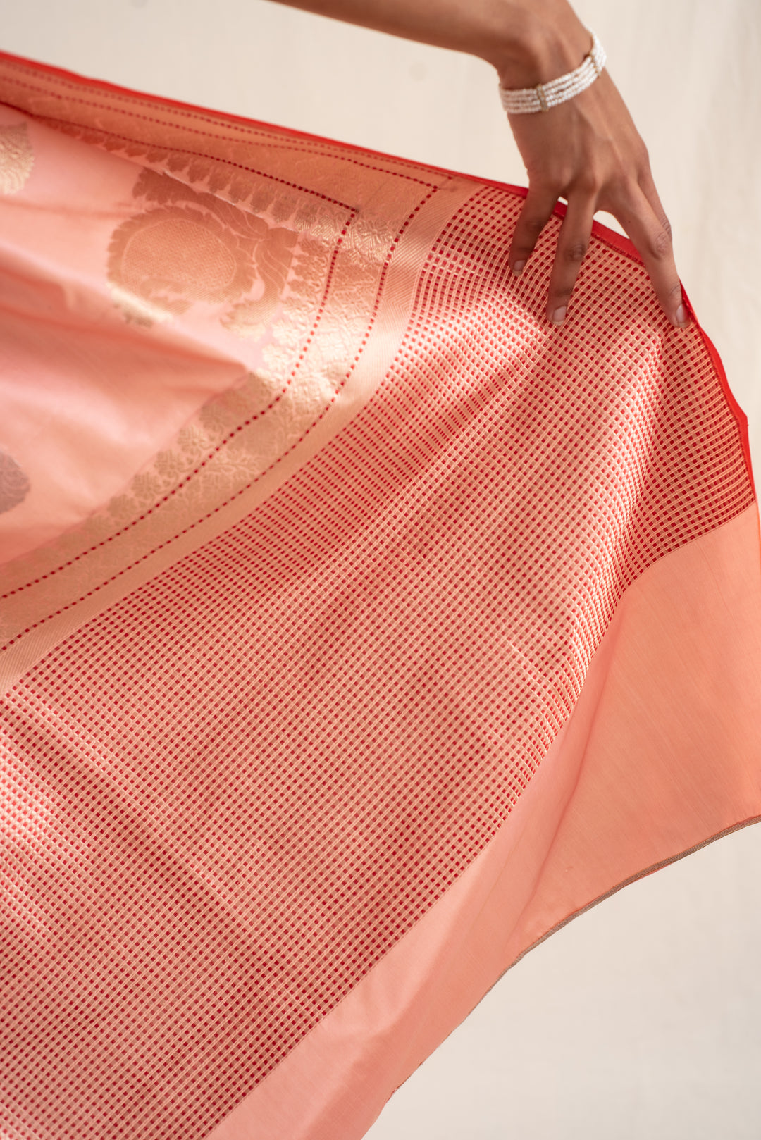 Arshiya- Coral Silk Brocade Banarasi Saree