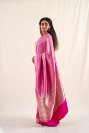 Sarafa - Rani pink silk banarasi saree