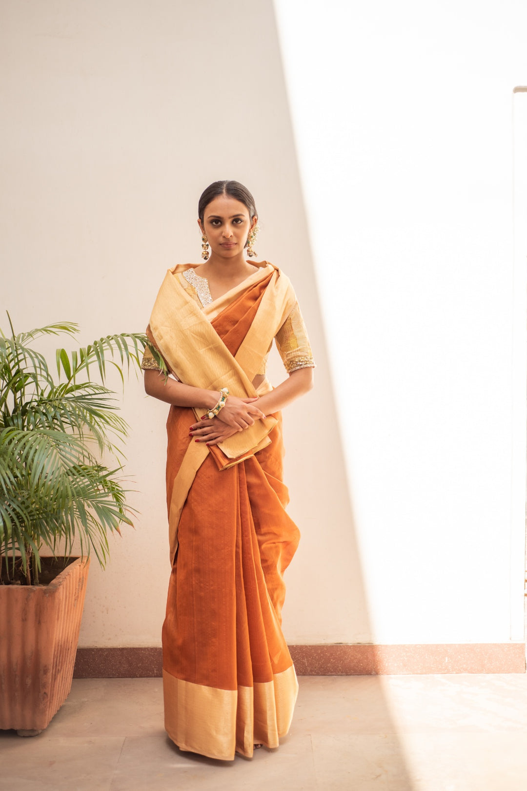 Lopa Rust-Rust Silk Chanderi Saree