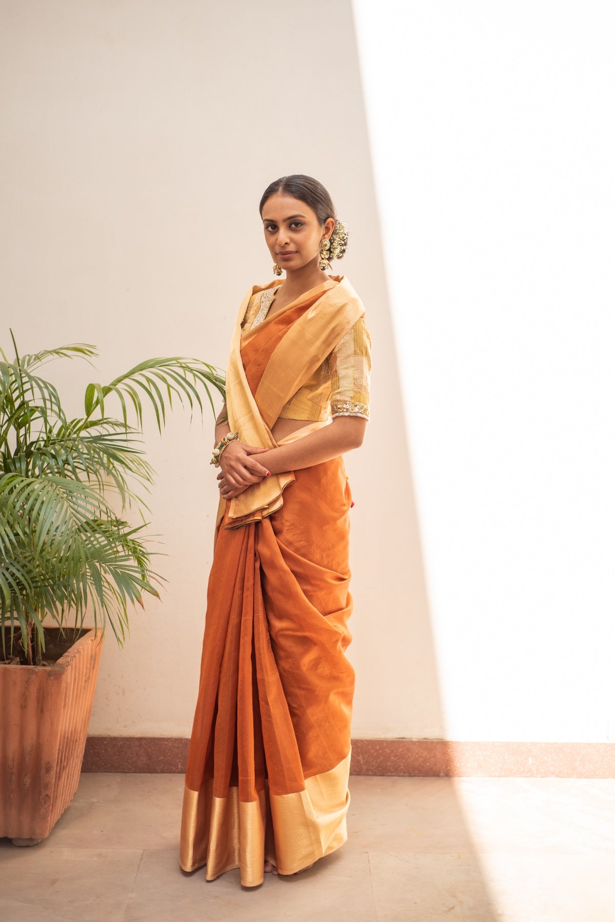 Lopa Rust-Rust Silk Chanderi Saree