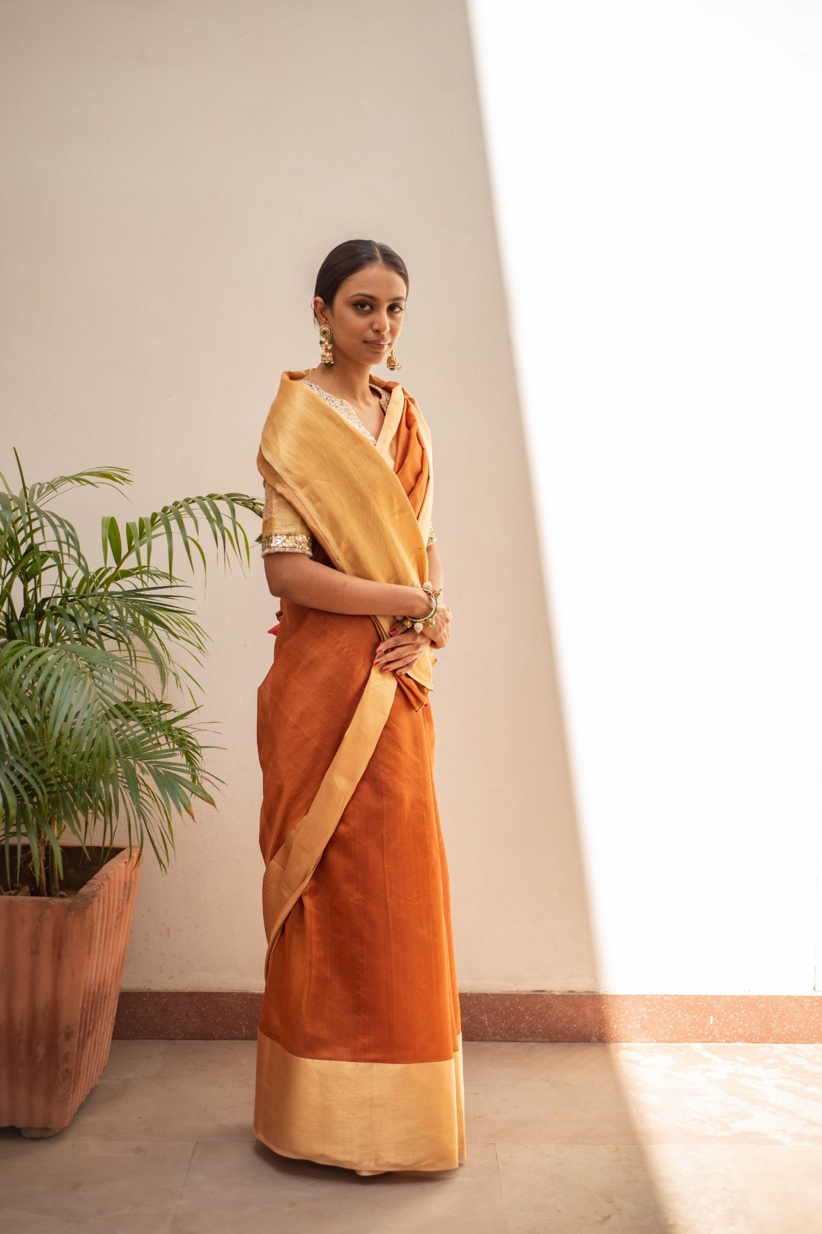 Lopa Rust-Rust Silk Chanderi Saree