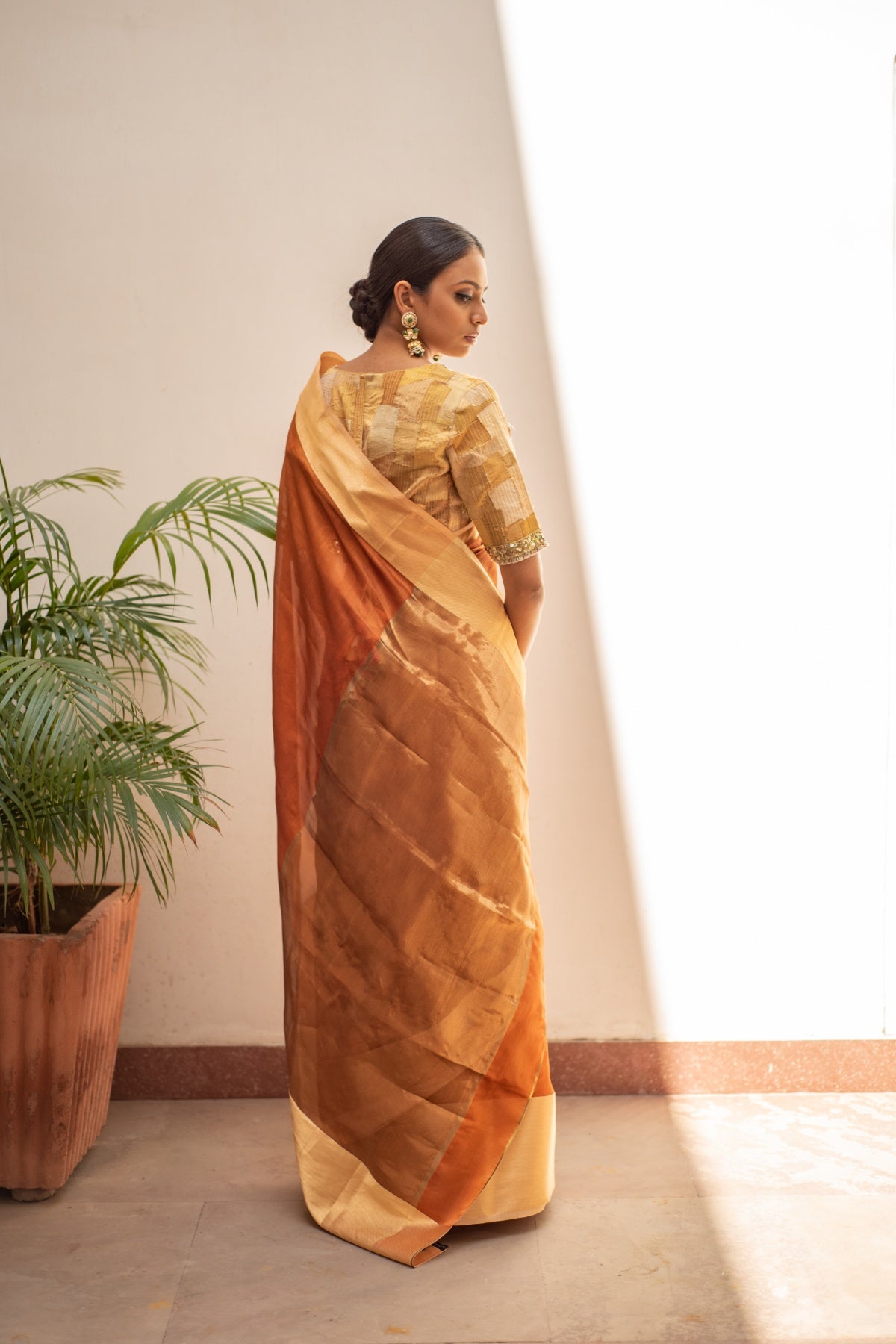 Lopa Rust-Rust Silk Chanderi Saree