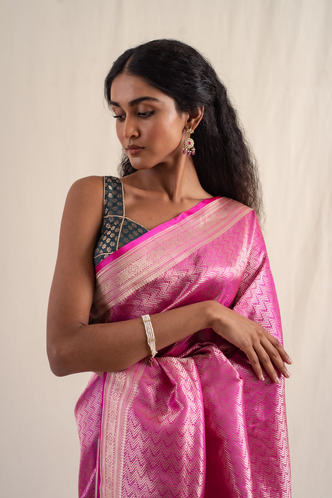 Sarafa - Rani Pink Silk Banarasi Saree