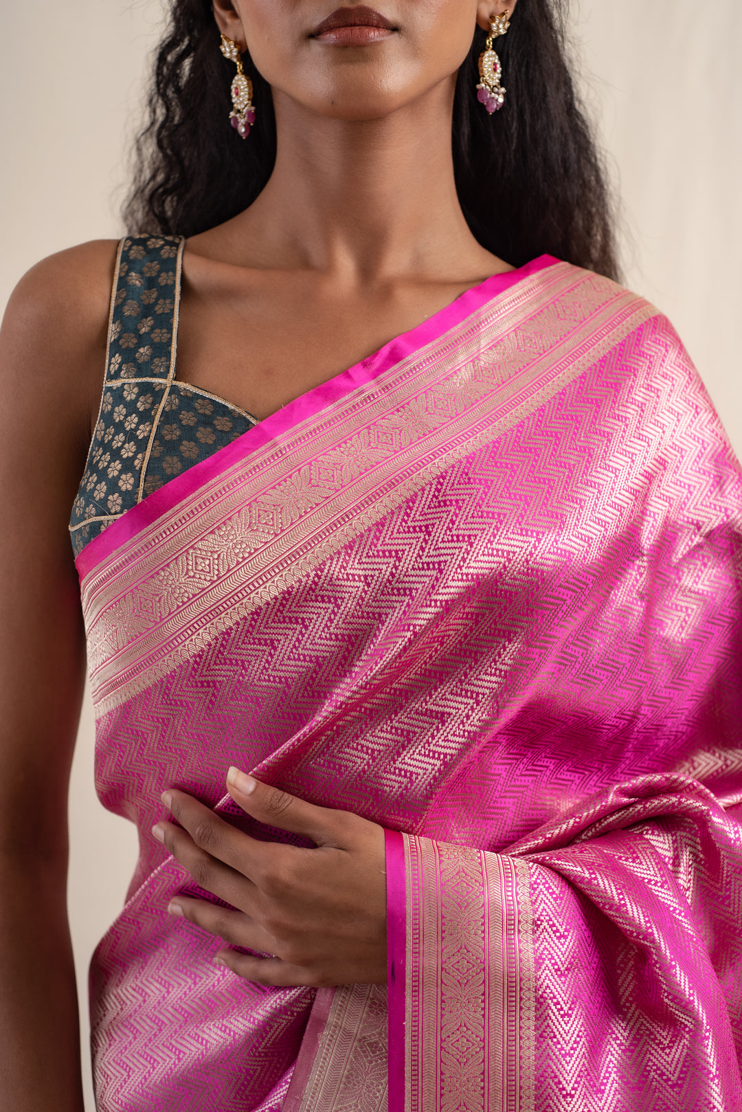 Sarafa - Rani Pink Silk Banarasi Saree