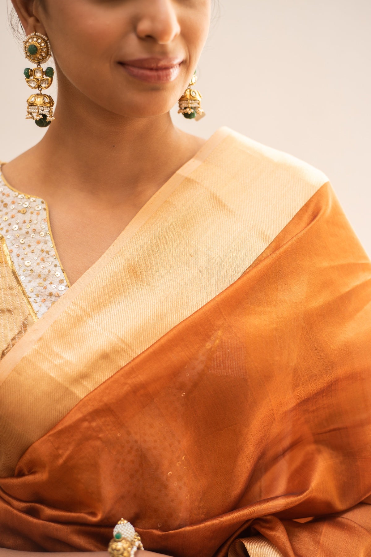 Lopa Rust-Rust Silk Chanderi Saree