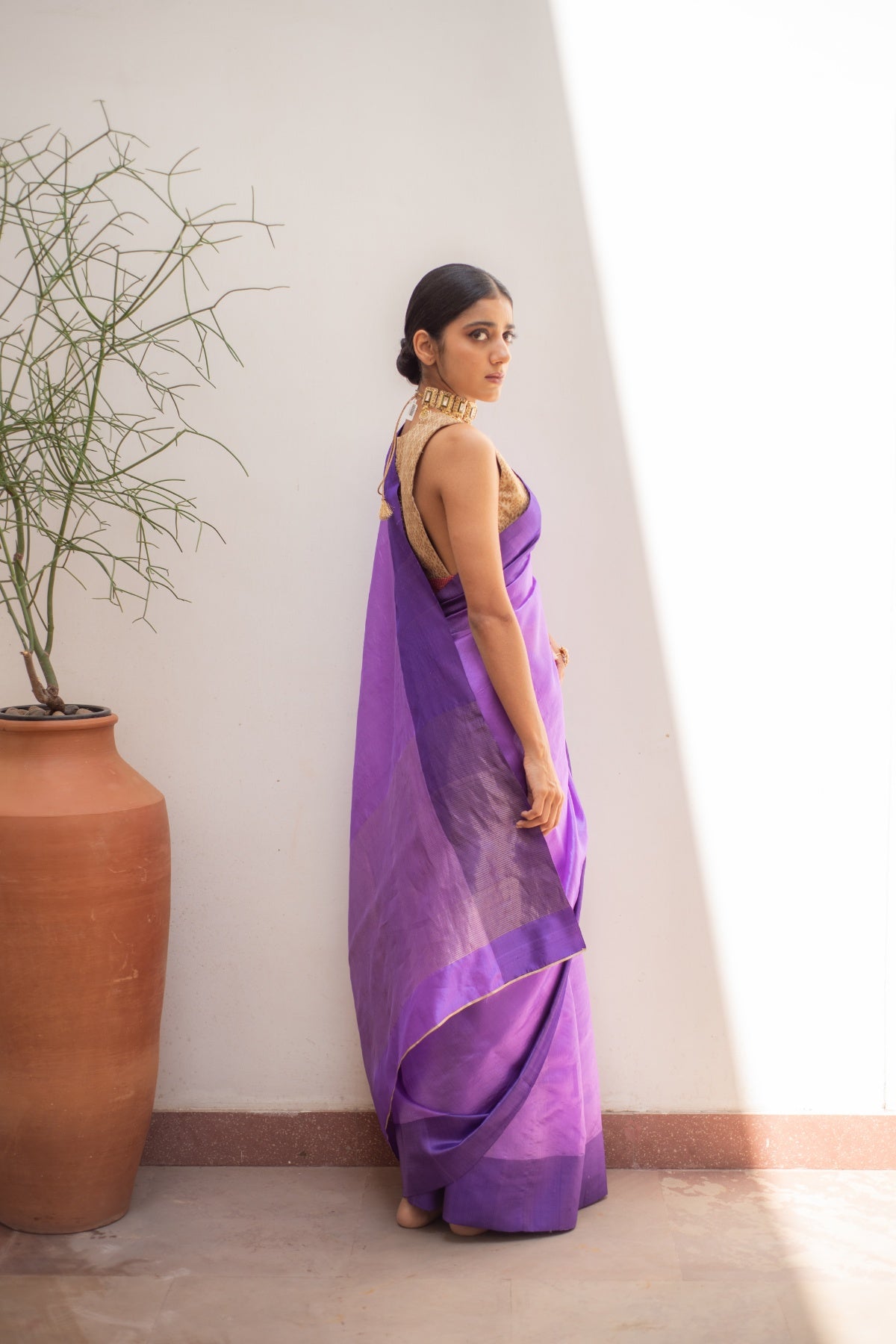 Kaiya Purple- Purple Silk Chanderi Saree