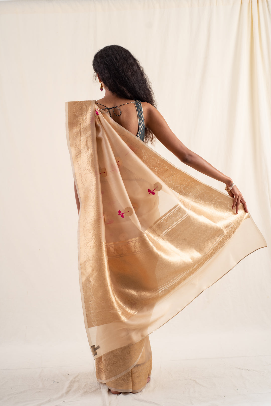 Laad - Beige Silk Banarasi Organza Saree