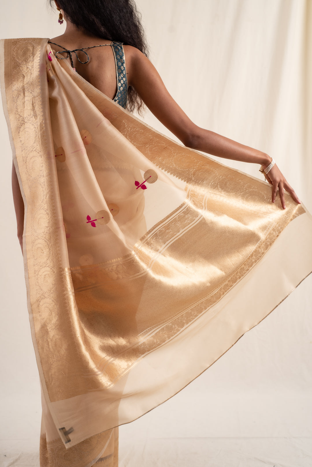 Laad - Beige Silk Banarasi Organza Saree