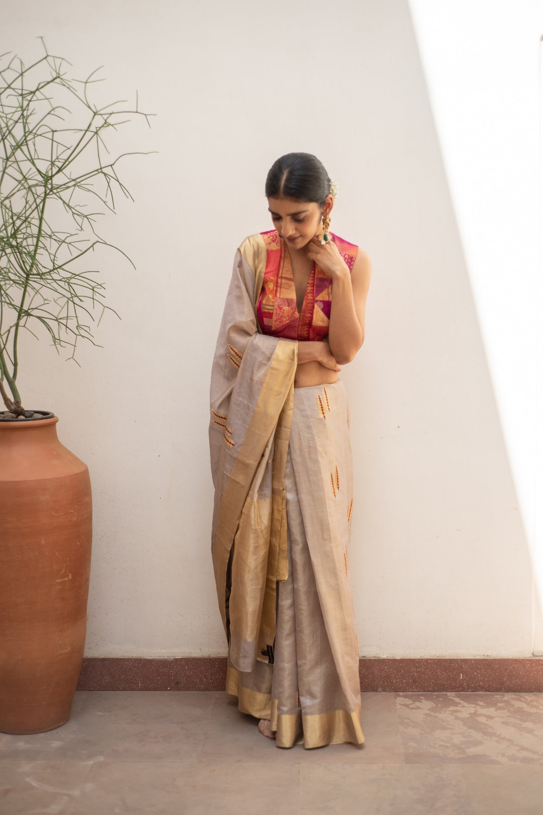 Kuu- Blush Silk Chanderi Tissue Saree