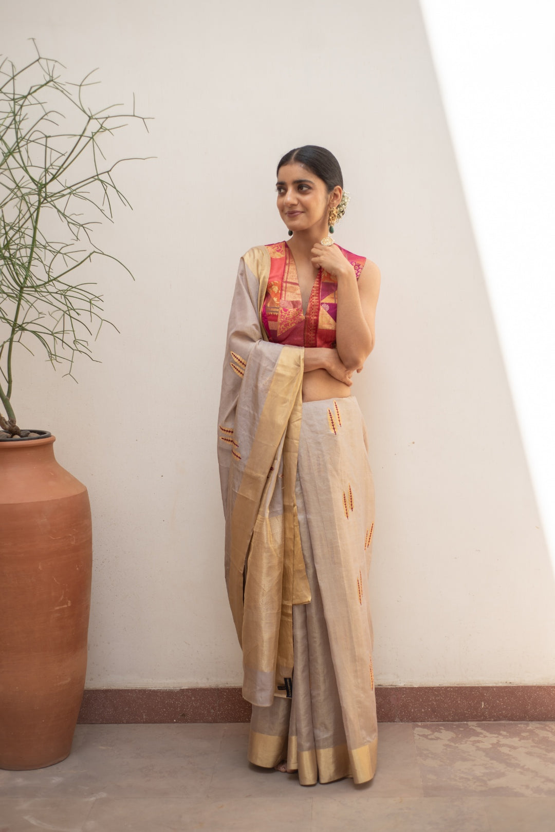 Kuu- Blush Silk Chanderi Tissue Saree