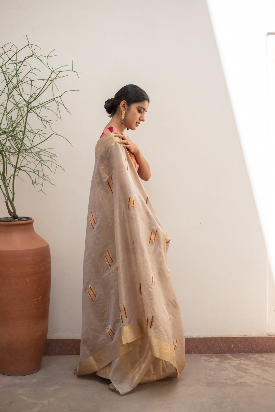 Kuu- Blush Silk Chanderi Tissue Saree