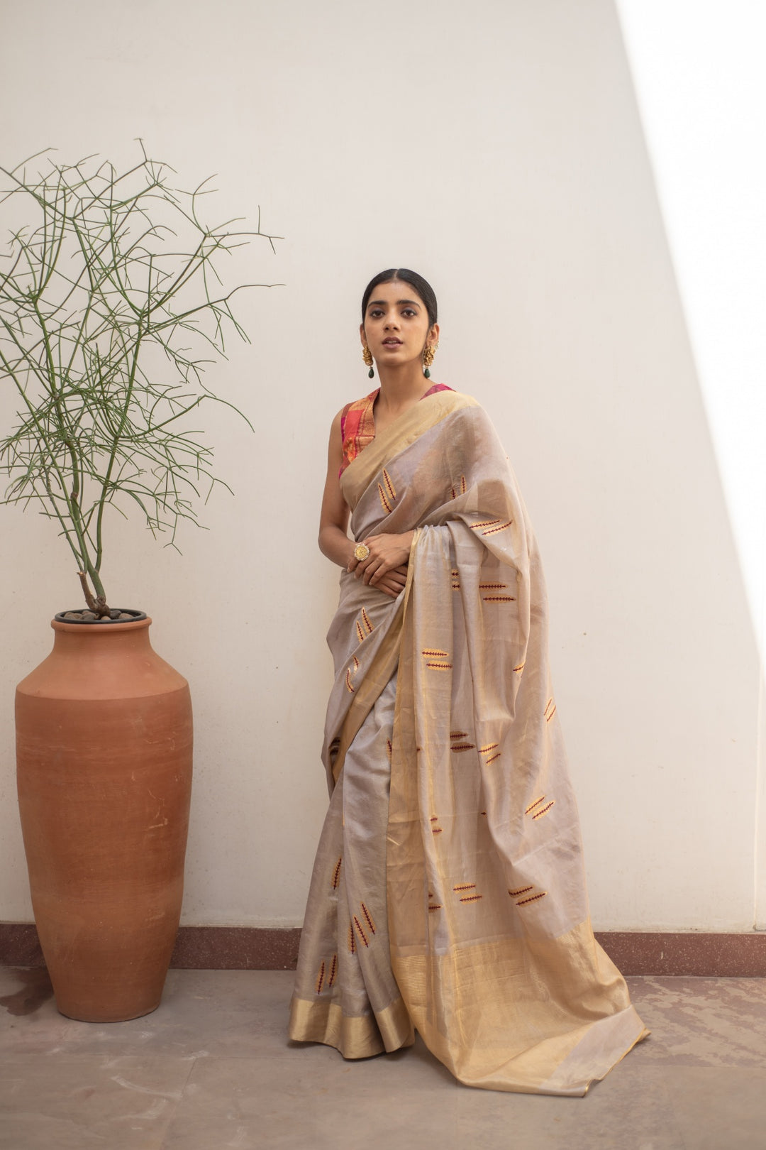 Kuu- Blush Silk Chanderi Tissue Saree