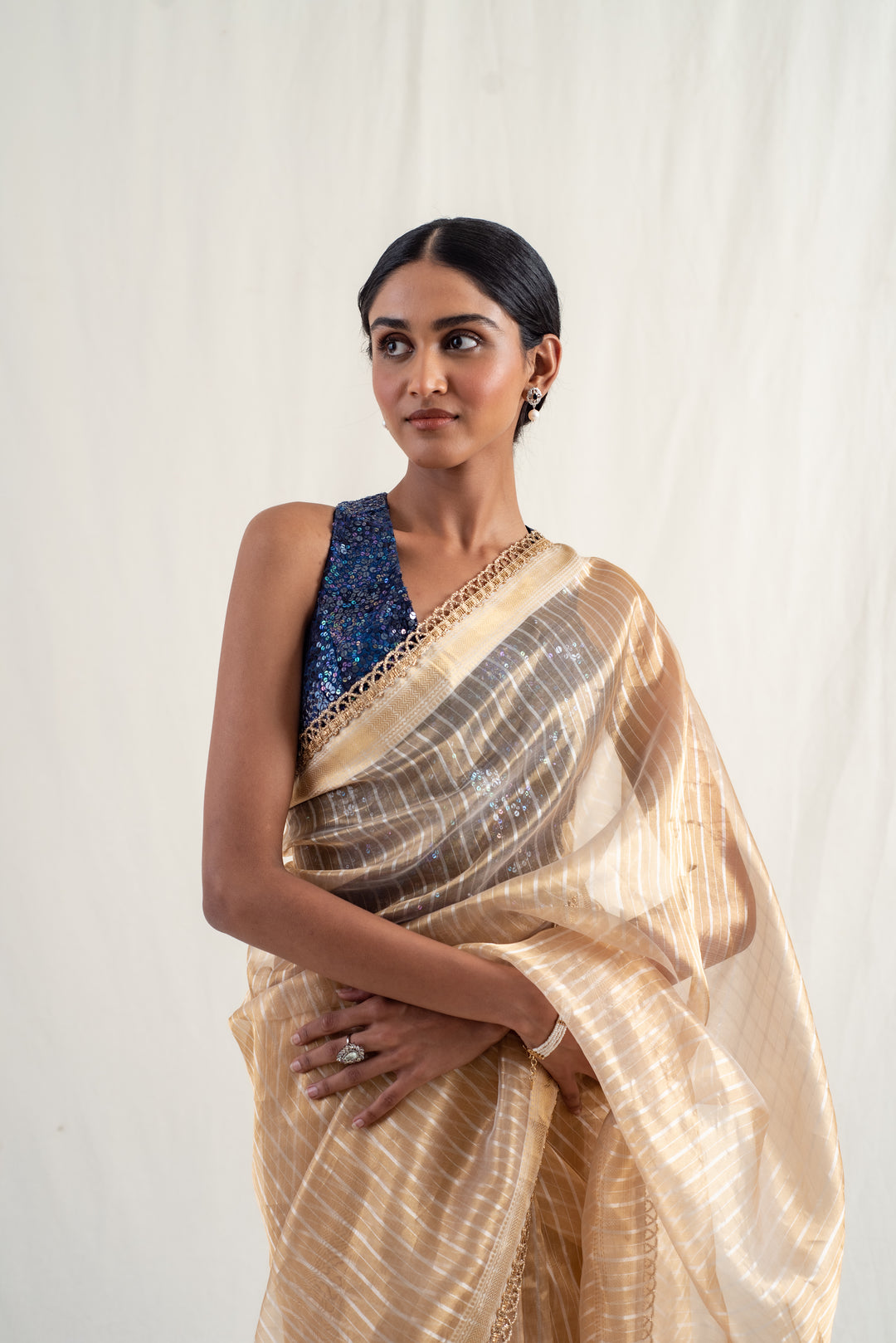 Lakkar - Gold Silk Banarasi Tissue Saree