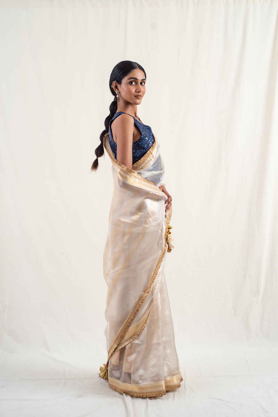 Alankar - Ivory Silk Banarasi Tissue Saree