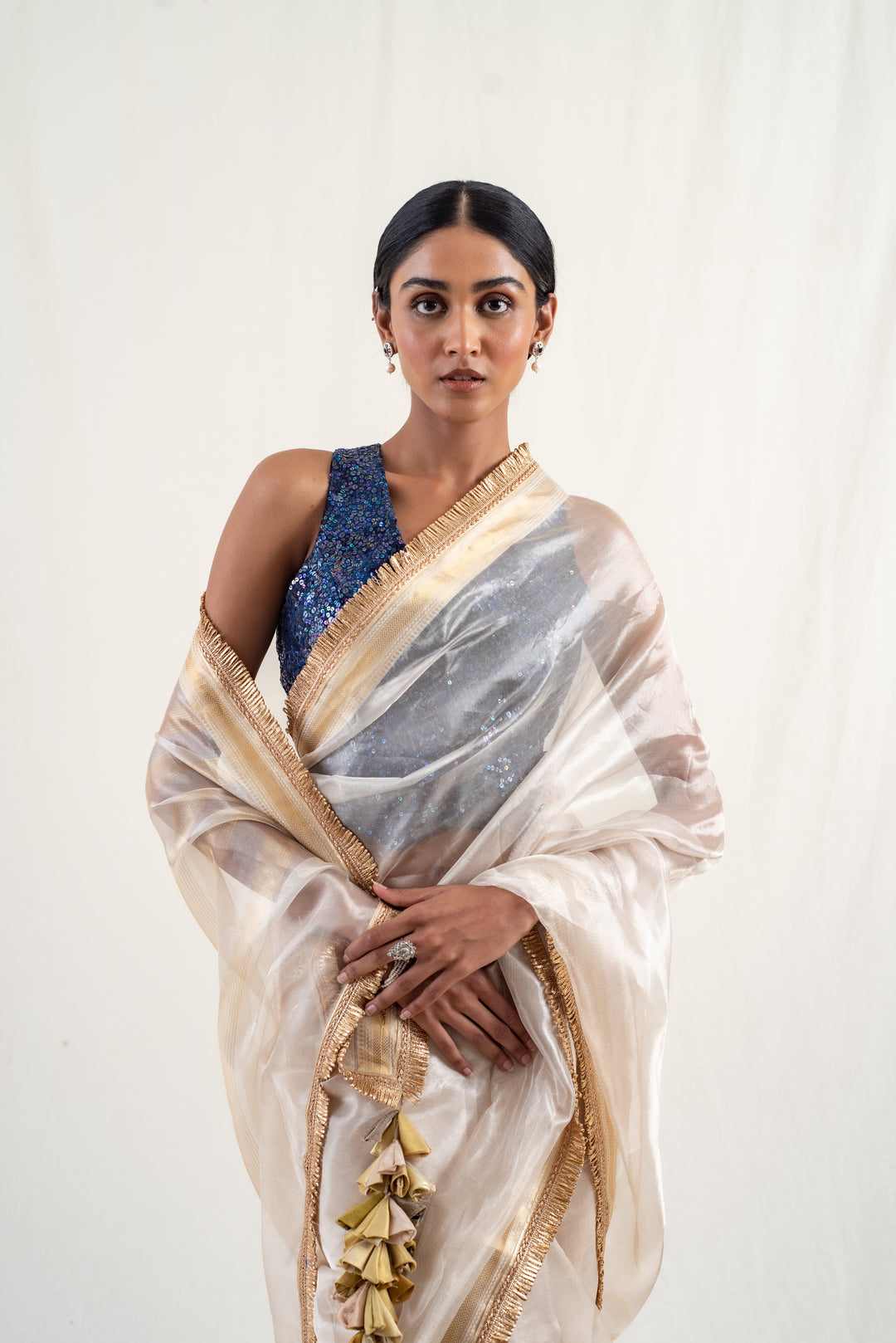 Alankar - Ivory Silk Banarasi Tissue Saree