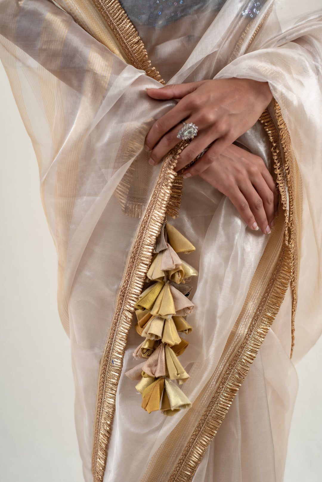 Alankar - Ivory Silk Banarasi Tissue Saree