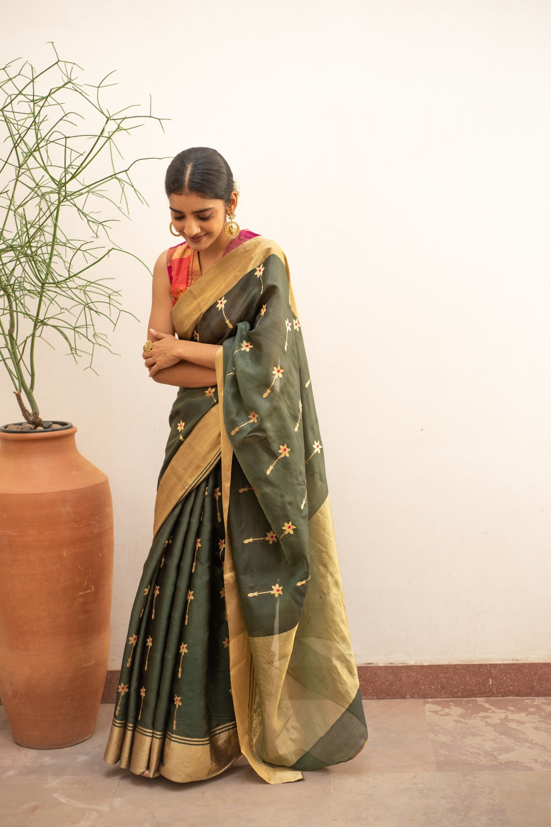 Ashar- Green Silk Chanderi Saree