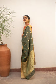 Ashar- Green Silk Chanderi Saree