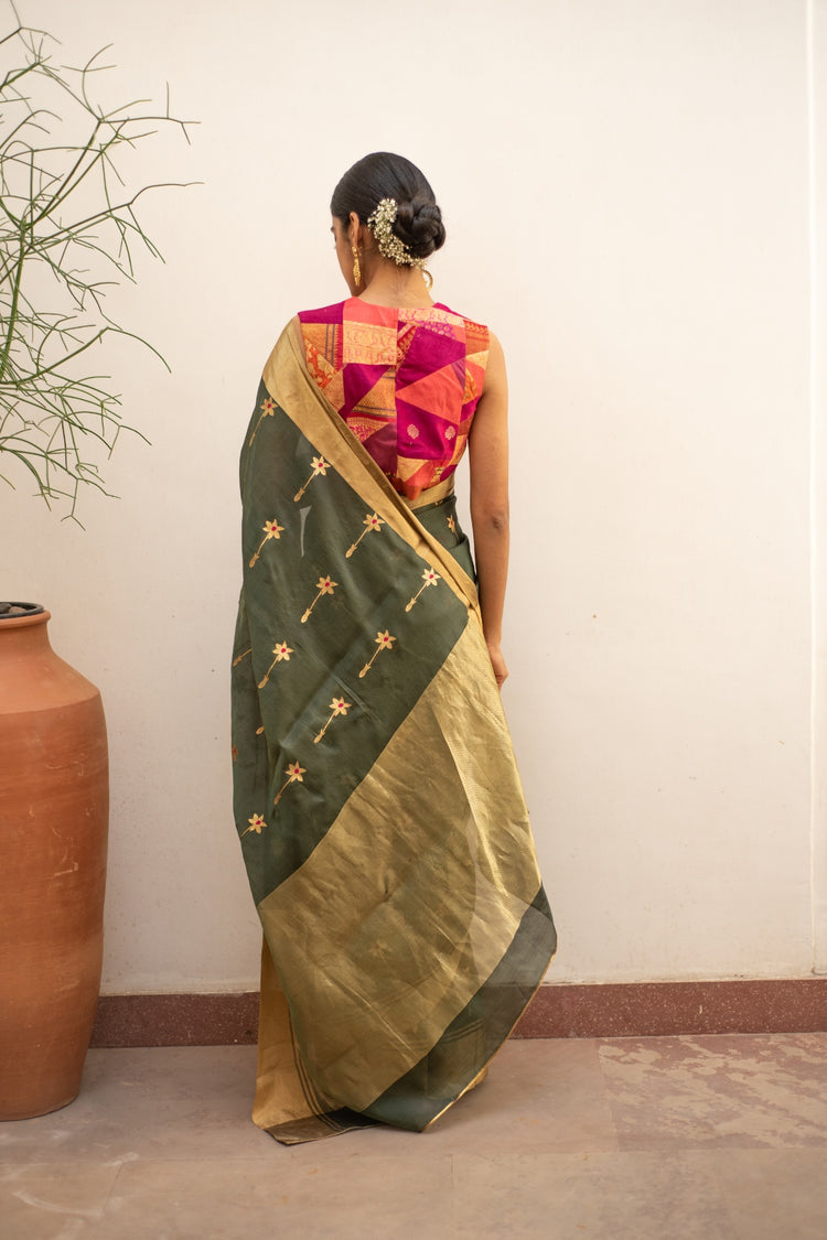 Ashar- Green Silk Chanderi Saree