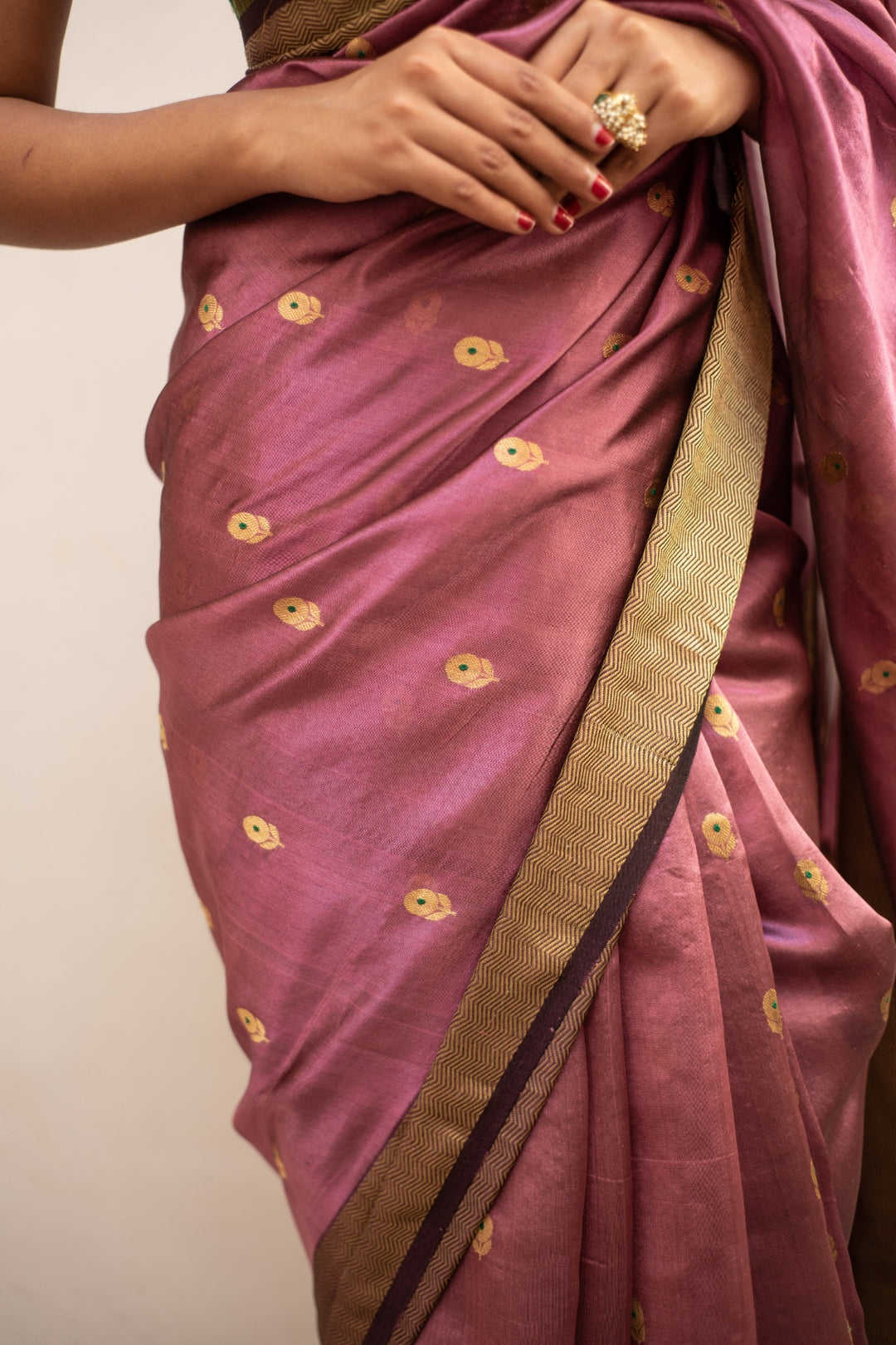 Janaki dark mauve- Mauve Silk Chanderi Saree