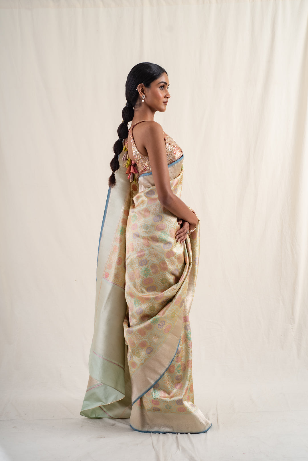 Sadar - Mint Green Silk Banarasi Saree