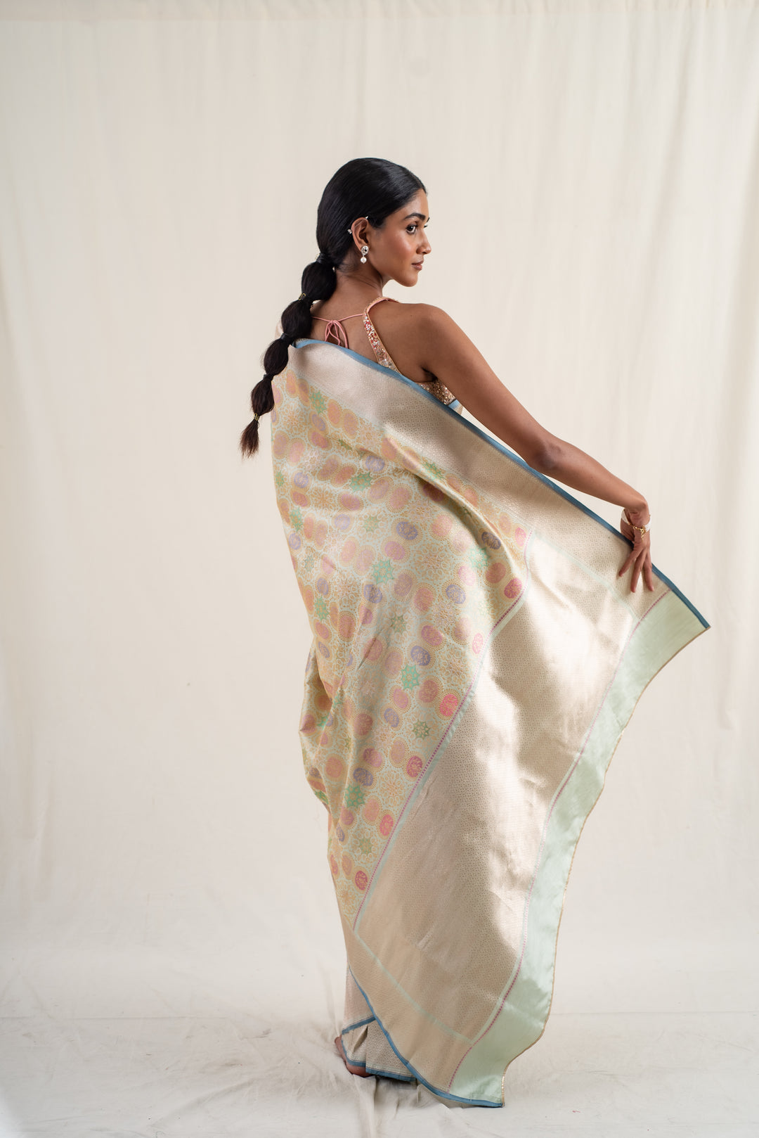 Sadar - Mint Green Silk Banarasi Saree