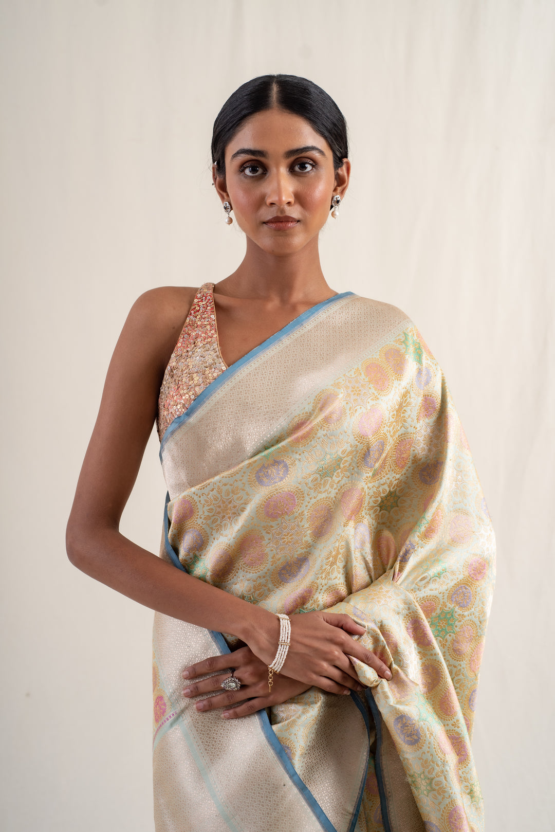 Sadar - Mint Green Silk Banarasi Saree