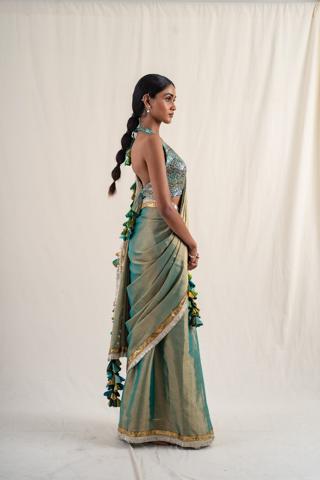 Sireh - Green Silk Chanderi Tissue Saree