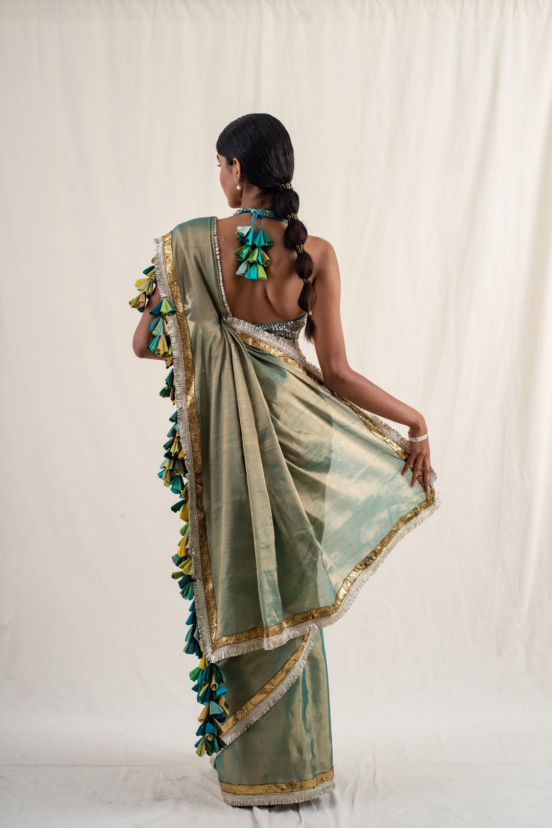 Sireh - Green Silk Chanderi Tissue Saree