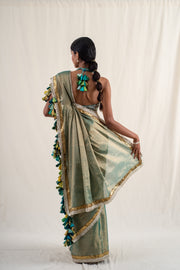 Sireh - Green silk chanderi tissue handwoven saree