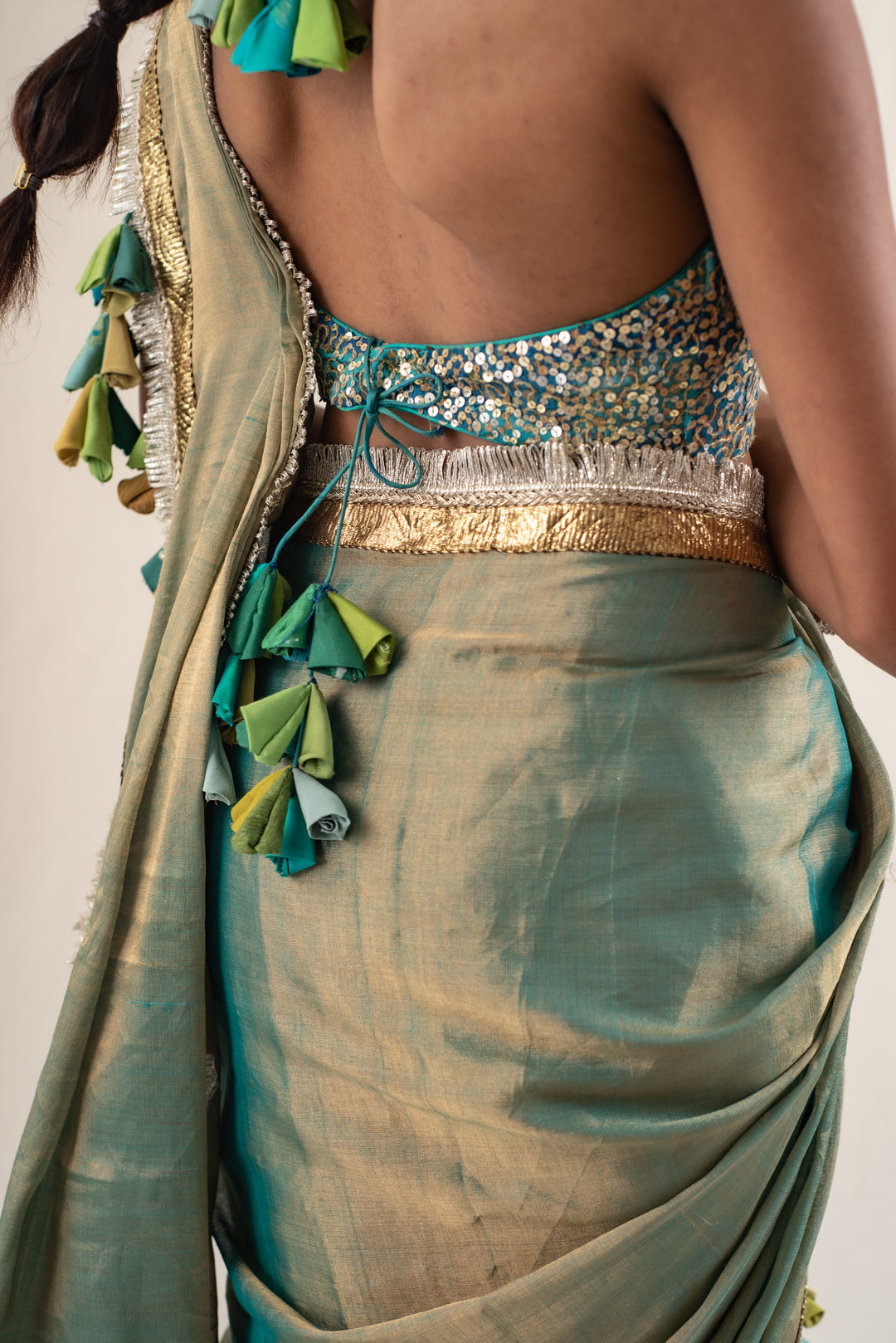 Sireh - Green Silk Chanderi Tissue Saree