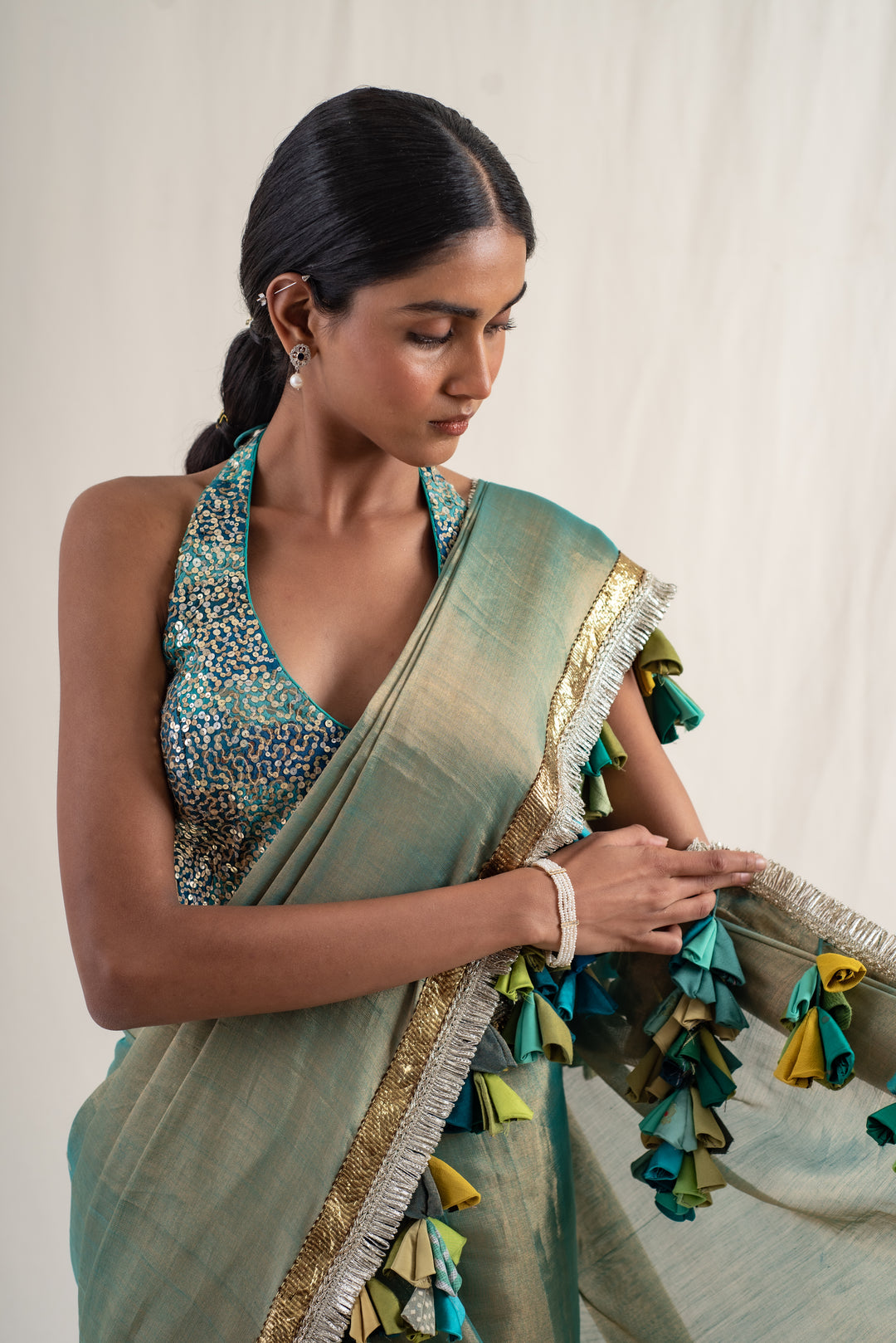 Sireh - Green Silk Chanderi Tissue Saree