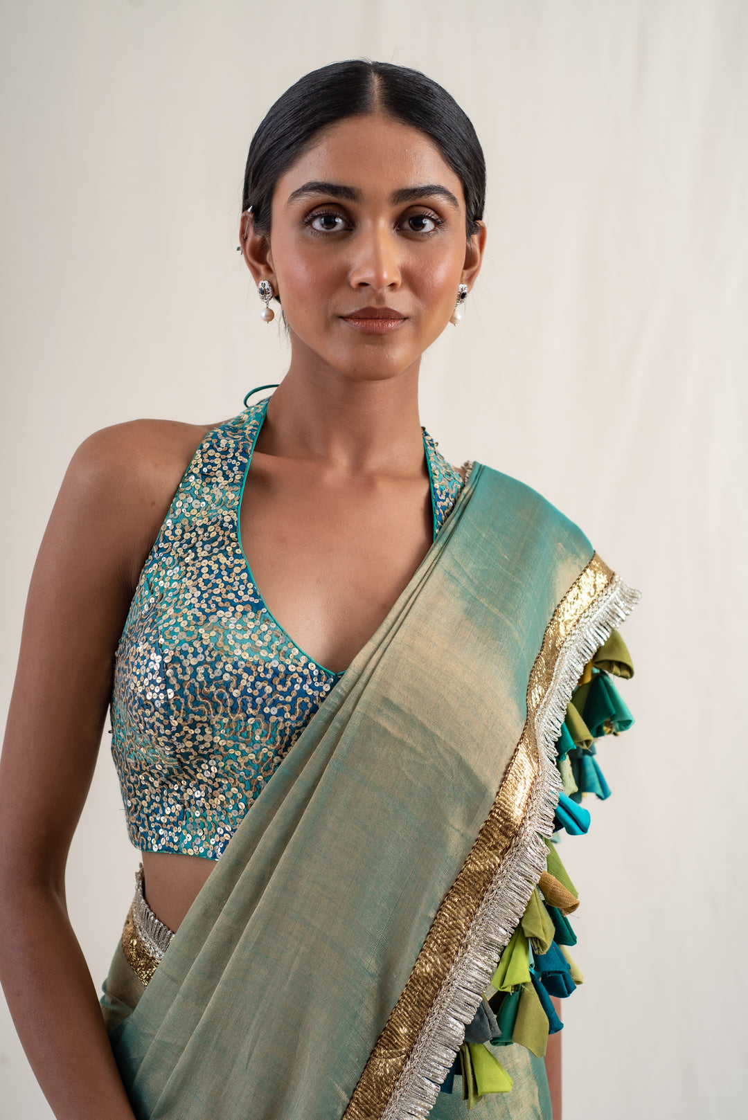 Sireh - Green Silk Chanderi Tissue Saree