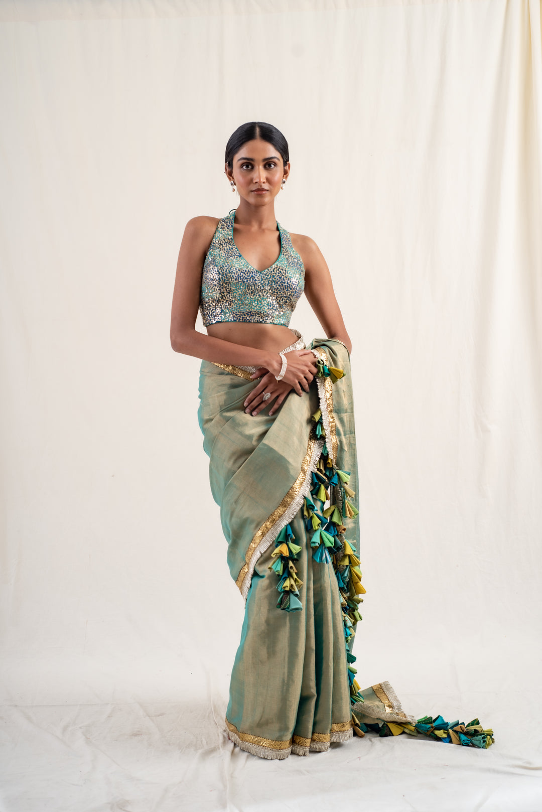 Sireh - Green Silk Chanderi Tissue Saree