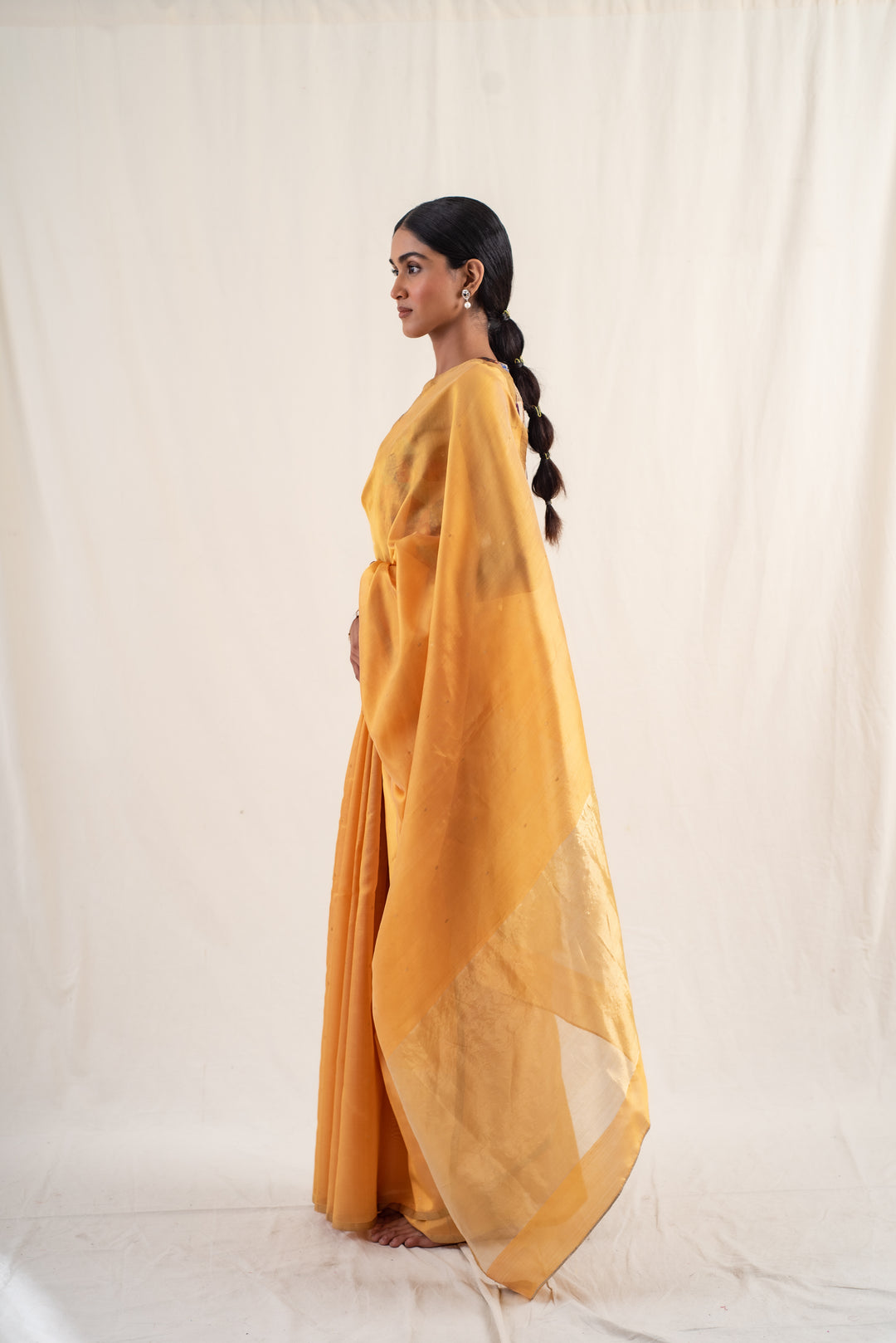 Johri - Yellow Ochre Silk Chanderi Saree