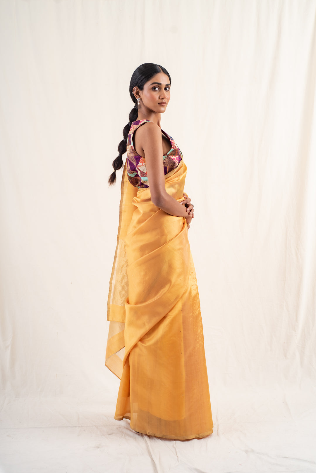 Johri - Yellow Ochre Silk Chanderi Saree