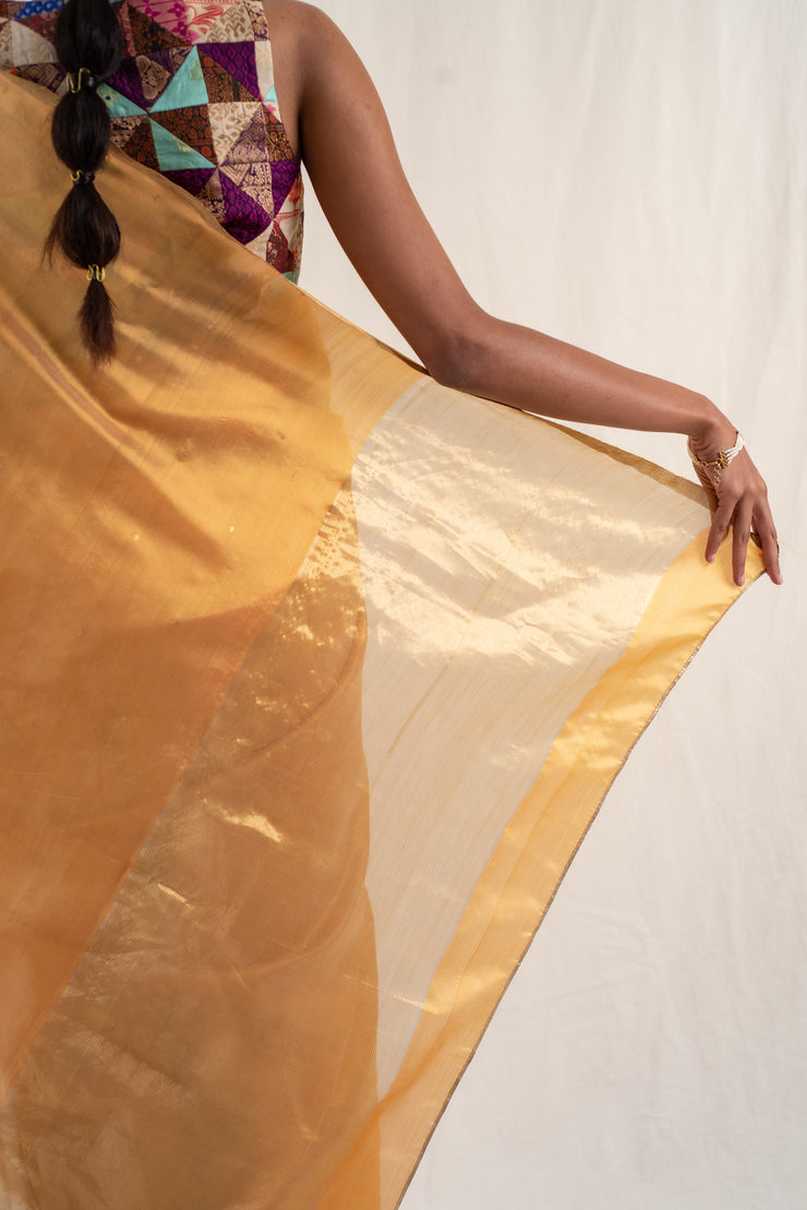 Johri - Yellow Ochre silk chanderi handwoven saree