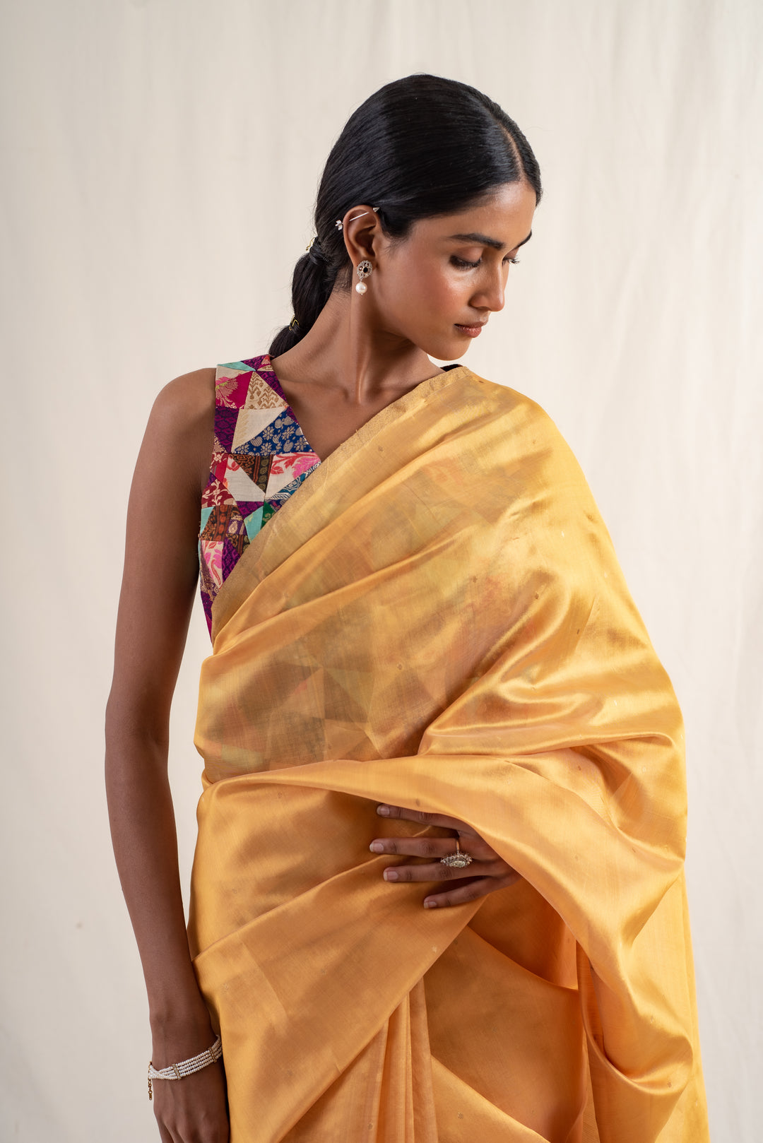 Johri - Yellow Ochre Silk Chanderi Saree