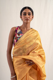 Johri - Yellow Ochre silk chanderi handwoven saree